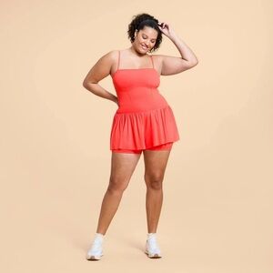 NWT Blogilates Women's Barre Active Romper - Coral Red Size Large